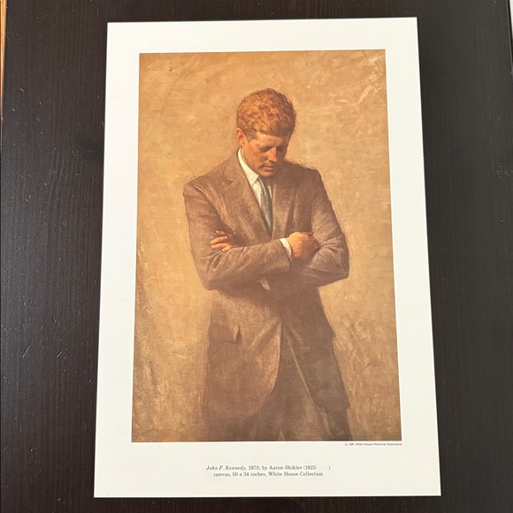 John F Kennedy Art Print of Aaron Shikler 1970 White House Portrait - Picture 2 of 4